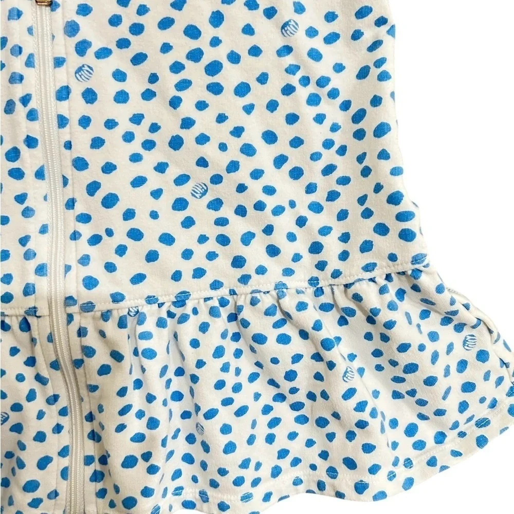 Lilly Pultizer turquoise blue Polka Dot Hooded zip-up coverup Dress girls small